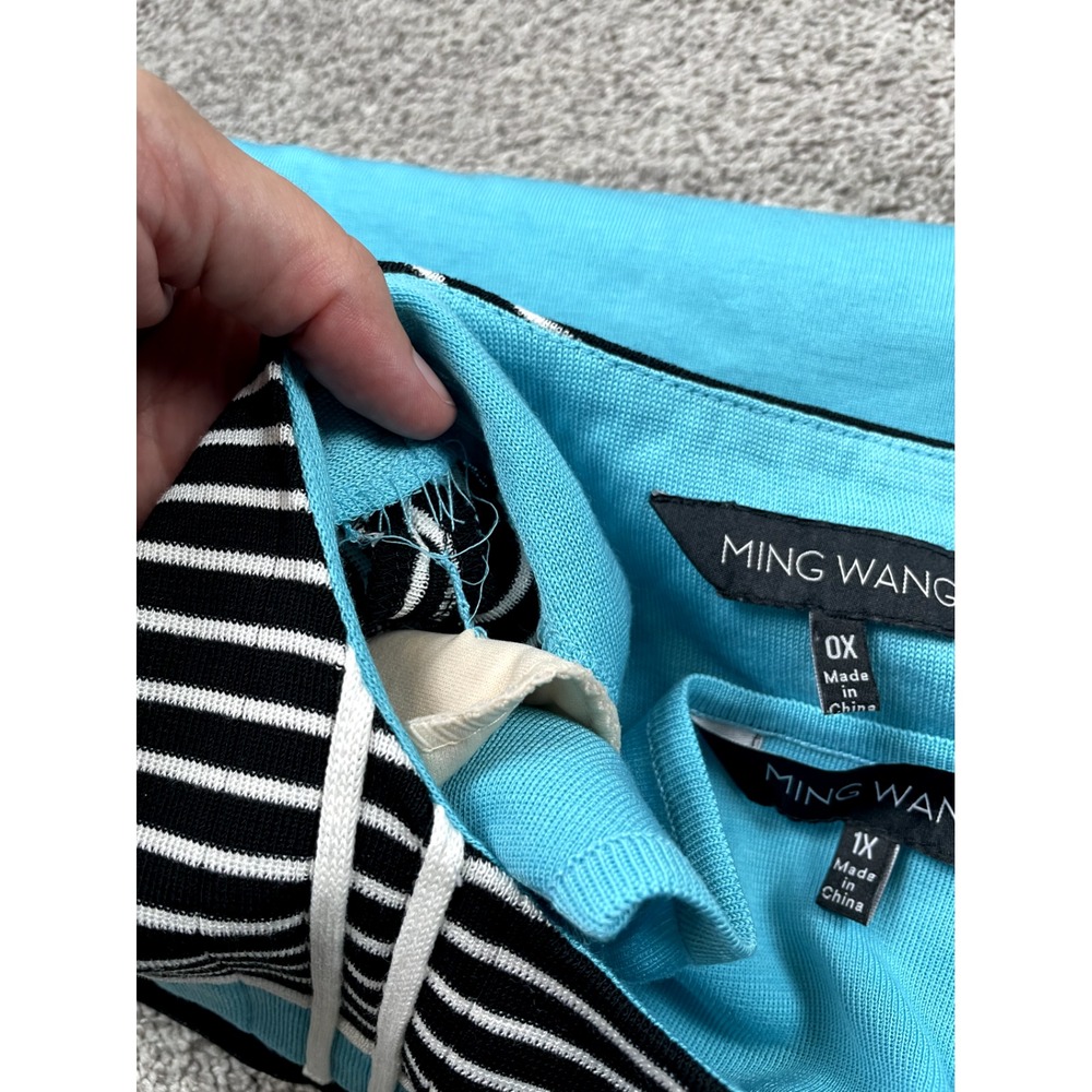 Ming Wang Sweater Set Womens 0X 1X Cardigan Tank Teal Knit 2 Piece Old Money Top - Picture 7 of 9